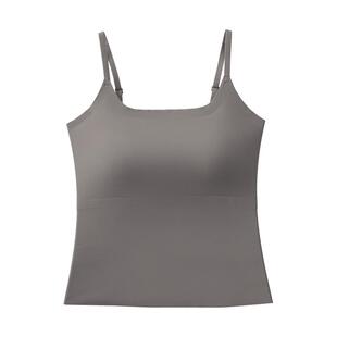 拉夏贝尔吊带背心女带胸垫免穿文胸一体式可外穿内搭打底美背上衣