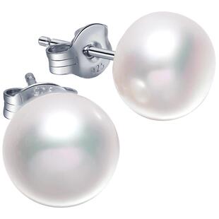 海蒂珠宝 含巧 强光无核淡水真珍珠耳钉女S925银耳饰 入门款通勤