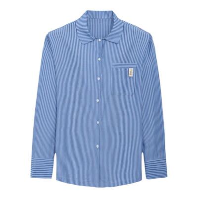 天丝棉条纹衬衫男士宽松大码上衣