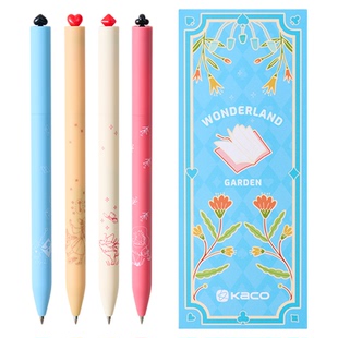 KACO初心奇境花园4支装中性笔扑克笔高颜值粉色旋转黑笔0.5mm好物文具学生用办公文具创意礼品少女心签字笔