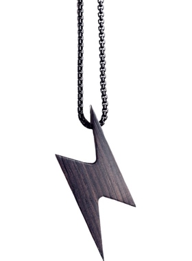 檀木黑色潮酷INS钛钢吊坠项链