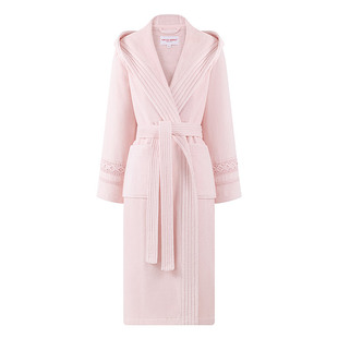 CallaAngel纯棉连帽浴袍女毛巾料长绒棉柔软吸水厚款粉色浴衣新款