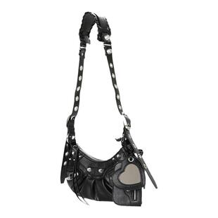 Bopkiki机车包女新款单肩黑色斜挎月牙辣妹腋下包包Bag of parody