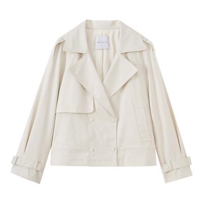 水云间杏色短款风衣外套女小个子休闲英伦风通勤上衣2025春季新款