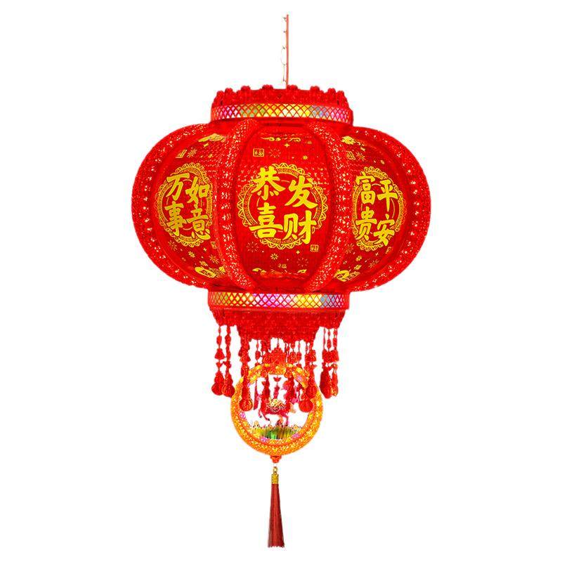 2026新款马年旋转灯笼春节七彩led走马灯插电阳台大门口新年挂饰