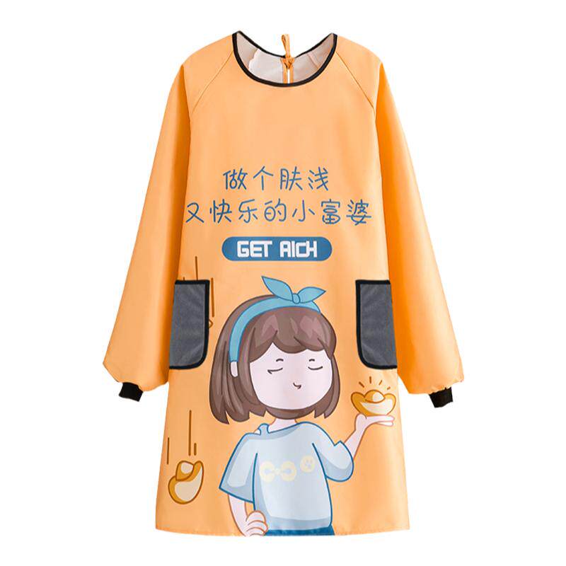 擦手围裙长袖防水围裙不掉色新款