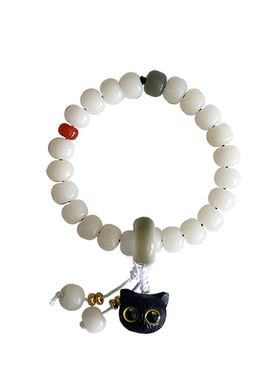 HAPPY白玉菩提小黑猫手链