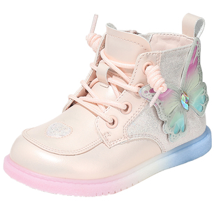 TATA他她童鞋儿童轻便时装靴秋冬季女童软底宝宝靴小蝴蝶时尚潮靴