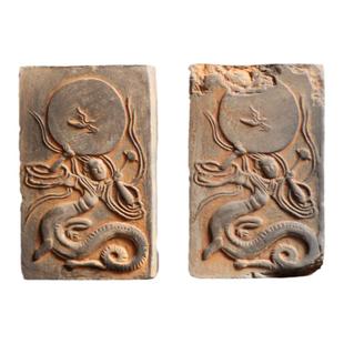 砖雕拓片女娲补天图仿古陶砖摆件手工拓片DIY工具伏羲女娲陶拓版