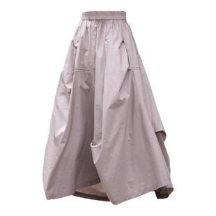 a字半身裙2026年新款半裙藏青色中长款夏天裙子薄款不规则百褶裙