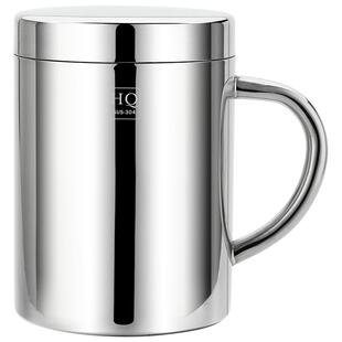 304不锈钢杯子带盖双层隔热水杯儿童耐摔牛奶杯便携咖啡杯保温杯