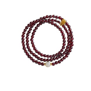 天然酒红石榴石手链和田玉转运珠手饰女双圈手串多圈送闺蜜友礼物