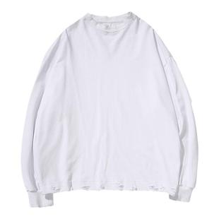 万有引力博物馆 纯色长袖T恤女春秋叠穿内搭纯棉早秋上衣打底衫