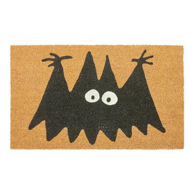 印度进口椰壳椰棕门垫长着夜光眼睛的古怪黑色蝙蝠除尘蹭土门垫