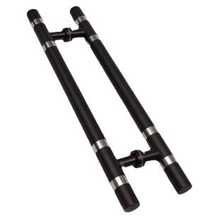 加厚玻璃有框门拉手双亮环推拉门拉手烤漆防盗门不锈钢亚黑色把手