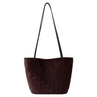 商场洋气真牛皮托特单肩腋下包女2026新时尚菜篮子编织通勤手提包