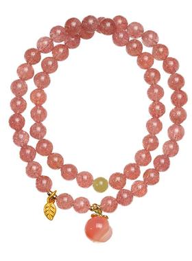 暖言天然草莓晶粉水晶手串