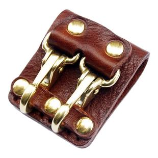 手工腰带钥匙扣纯铜真皮高档锁匙扣挂件头层牛皮双扣穿腰带挂扣男