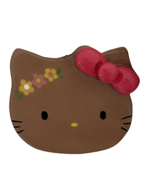 石塑粘土黑皮kitty吊坠手工项链