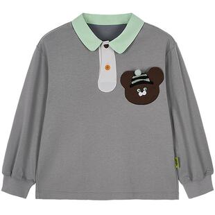 woobaby儿童长袖T恤POLO衫童装男童女童翻领新品宝宝打底衫