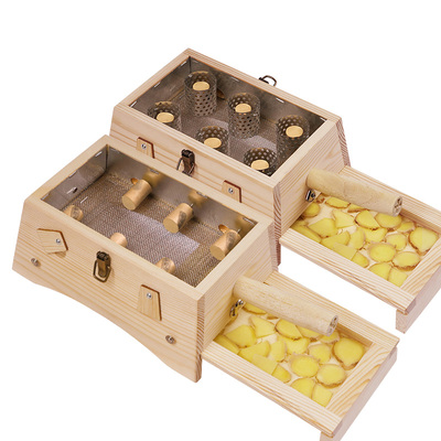 实木[隔姜灸]艾灸盒木制家用器具