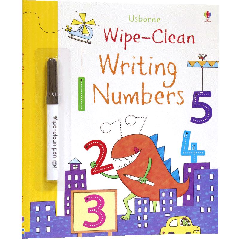 Usborne Wipe-clean writing numbers尤斯伯恩写数字可擦书附可擦笔自主学习反复擦写 2-7岁英文原版进口图书