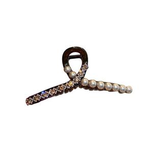 高级亚克力抓夹女优雅后脑勺盘发夹鲨鱼夹子发量少量多水钻珍珠