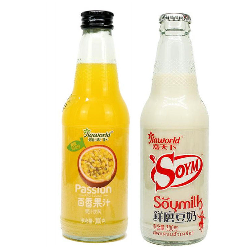 嘉天下鲜磨豆奶原味豆奶饮品300ml*瓶玻璃瓶装整箱百香果饮料包邮