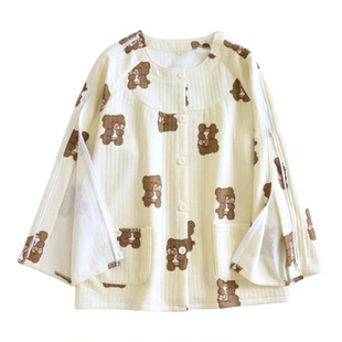 秋冬护理服PICC置管骨折穿的衣服瘫痪病人专用病号服老人保暖睡衣