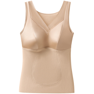 大码保暖背心女胖mm带胸垫一体2026新款秋冬加绒加厚无痕打底内衣