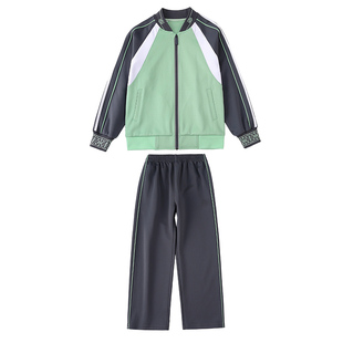 2025江西赣州市统一校服中小学生春秋款运动套装男女绿色外套长裤