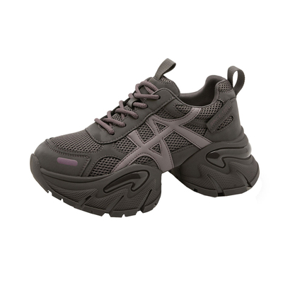 运动厚底圆头休闲真皮增高老爹鞋