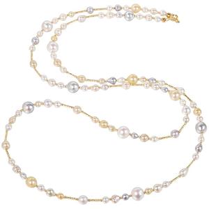 海蒂珠宝 花影与诗 3-8mm海水Akoya珍珠毛衣链女 18K金项链正品