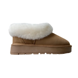 厚底低帮2025新款雪地靴女羊皮毛一体一脚蹬毛毛冬季棉鞋增高3cm