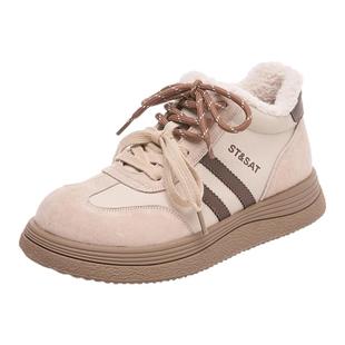 星期六厚底德训鞋女2025冬季新款加绒棉鞋运动女鞋高帮阿甘鞋板鞋