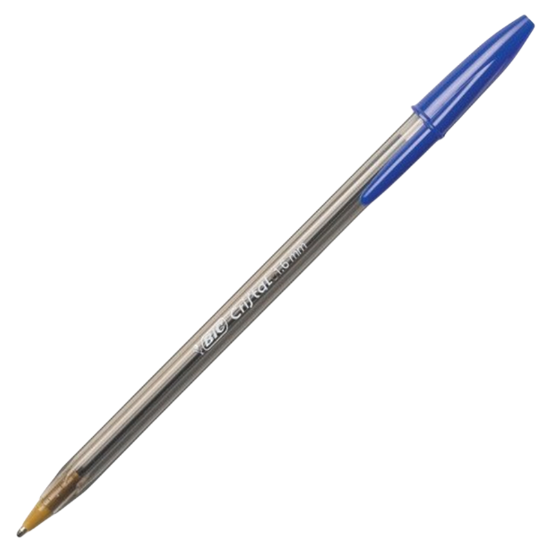 满20支包邮 美国BIC比克cristal bold水晶透明黑蓝色圆珠笔1.6mm