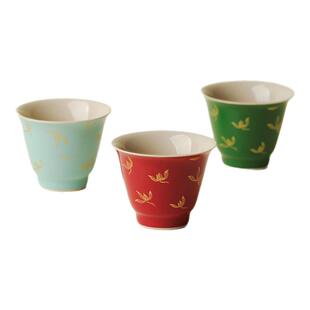 里作 中国红错金银彩兰花茶杯精致高端手工品茗杯功夫茶具主人杯