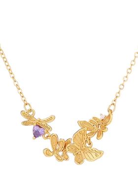 古法沙金项链精致锁骨链女新款