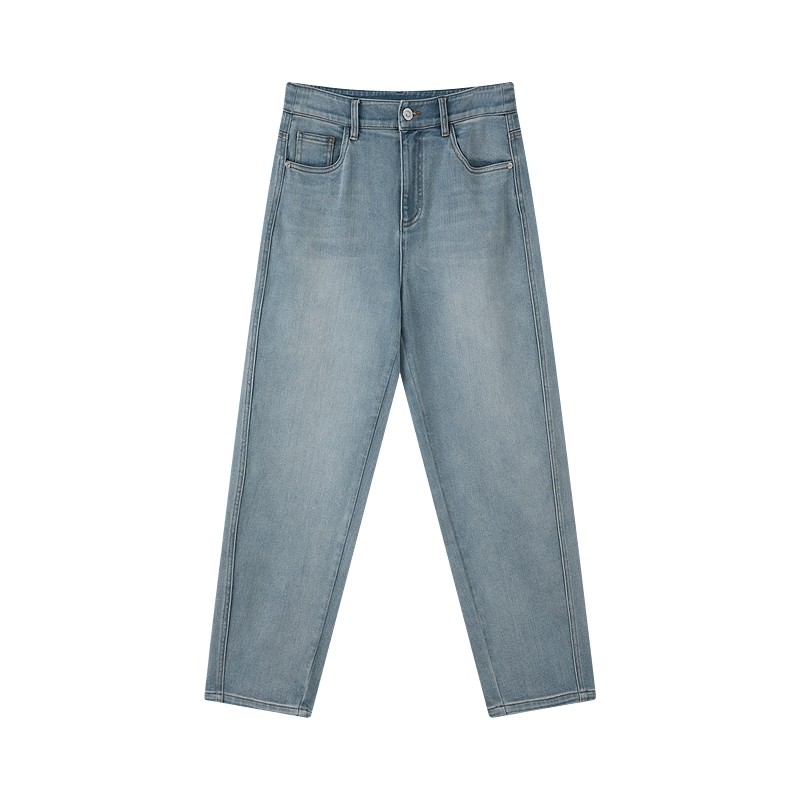 LILY2026春新款含莱赛尔醋酸复古休闲百搭通勤九分牛仔裤直筒裤女