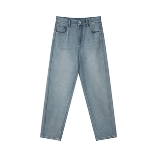 LILY2026春新款含莱赛尔醋酸复古休闲百搭通勤九分牛仔裤直筒裤女