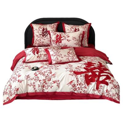 新款中式婚庆高支长绒棉四件套