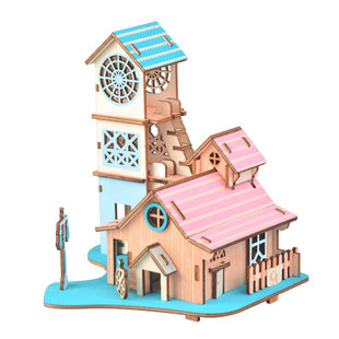 学生DIY小屋木质拼图城市景观房屋建筑模型 8+岁男女通用手工拼板