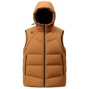 鸭鸭男士羽绒马甲冬季户外休闲无袖马夹短款连帽保暖外套男女同款