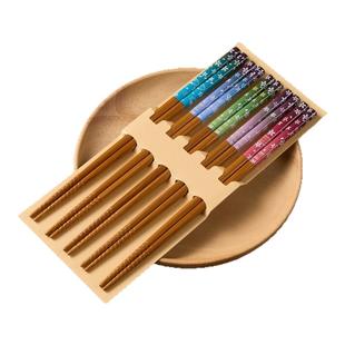 日本进口石田筷子家用日式寿司鱼生筷组合天然竹筷子5双防滑客用