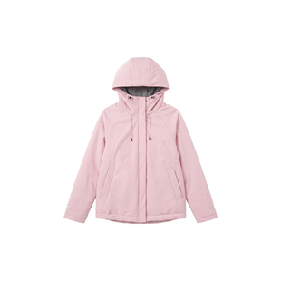 it b+ab 2026冬季新款粉红色棉服女连帽抽绳宽松插肩袖保暖外套