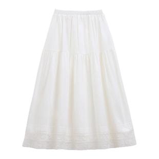 芭依璐2026春装新款半身裙时尚高腰法式蕾丝拼接A字百搭中长裙女