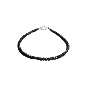 Ciel原创手工天然黑曜石手链方块珠切面极细2mm脚链项链补水小众