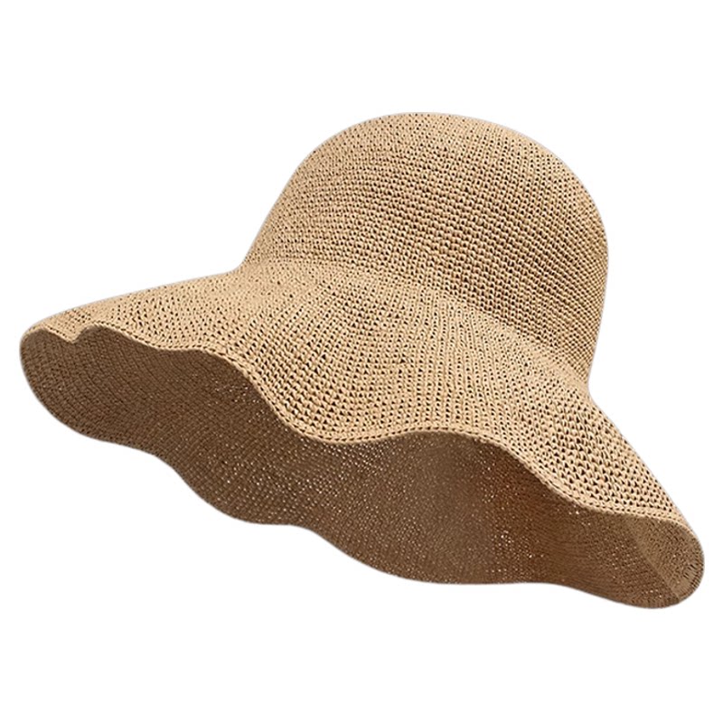 日系手工钩针细草帽子女夏季海边