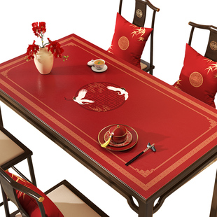 新年红色餐桌垫中式桌布防水防油免洗pvc皮革茶几台面桌面保护垫