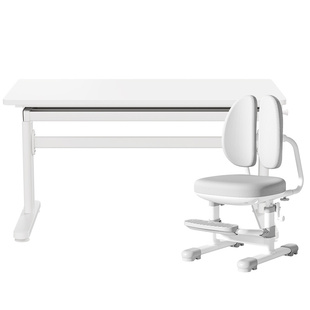 野火儿童学习桌写字桌实木小学生可升降书桌写作业课桌椅子大白桌